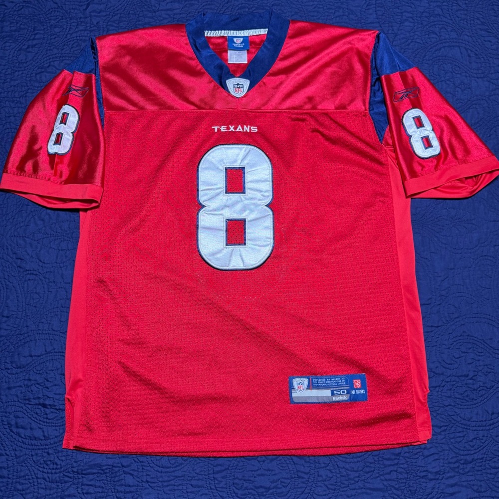 Reebok NFL Houston Texans Matt Schaub 8 Jersey Red Navy Stitched Size 50 Mens